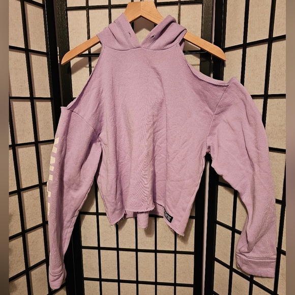 Victoria's Secret Tops - PINK Cold Shoulder‎ Purple Hoodie Size Small
